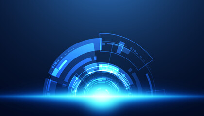 Wall Mural - abstract circle digital concept light circle network connection blue digital copy space for text wal