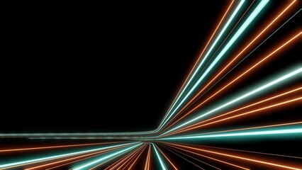 3d render motion line of speed and power or light trails. High-speed light with curve movement beam. 5G Technology fast and futuristic background. Abstract motion blur.