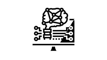 Wall Mural - brain robot line icon animation