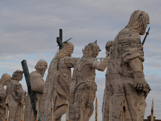 Poster - saint peter basilica rome view from rooftop statue detail