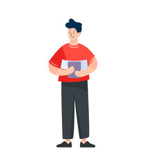 Sticker - An editable flat illustration of online working 