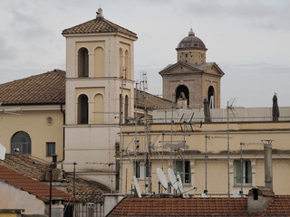 Wall Mural - rome house roof and church dome cityscape roofdome view panorama