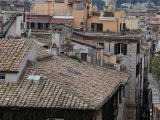 Wall Mural - rome house roof and church dome cityscape roofdome view panorama