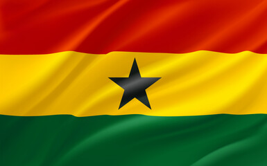 Wall Mural - Waving flag of Ghana. 3d vector banner 