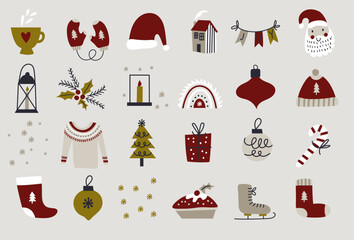 Wall Mural - set with christmas elements. vector