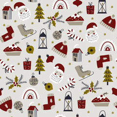 Wall Mural - seamless pattern with christmas element. vector
