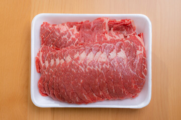 Wall Mural - Pack of fresh raw slice of beef