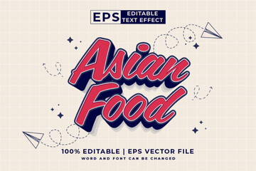 Poster - Editable text effect asian food 3d Cartoon cute style premium vector