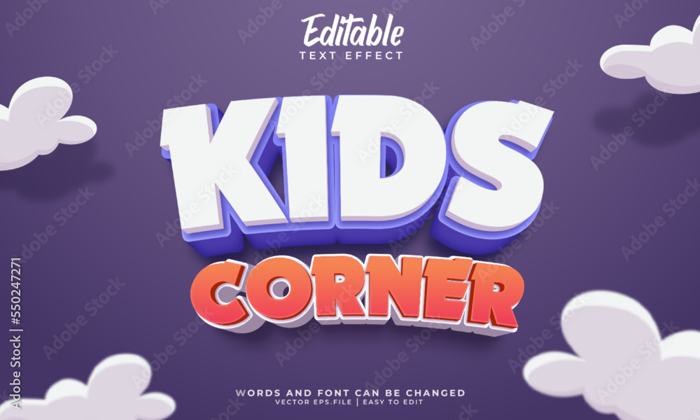 kids corner text effect Stock Vector | Adobe Stock