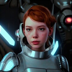 Wall Mural - A fictional person, not based on a real person. Portrait of an fictional astronaut in a spacesuit. High-tech astronaut from the future. The concept of space travel. . Generative AI