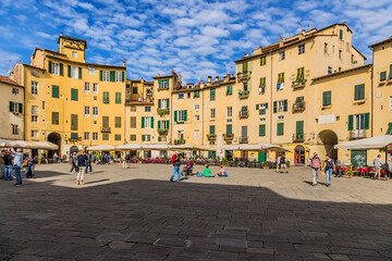 Wall Mural - lucca, italy. piazza dell'anfiteatro - rebuilt ancient roman amphitheater