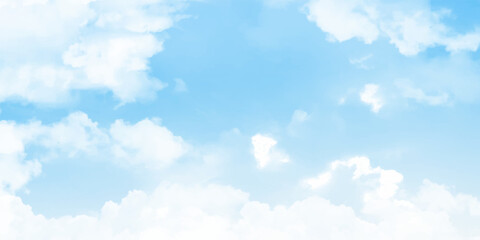 Wall Mural - Blue sky and cloud background. Light blue sky and white clouds. On a clear sky, floating clouds.