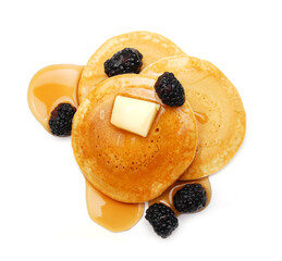 Wall Mural - Stack of pancakes isolated on white background