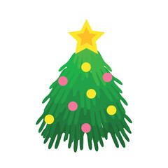 Wall Mural - Christmas tree with golden star