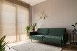 Leinwandbild Motiv Elegant living room with big window wall