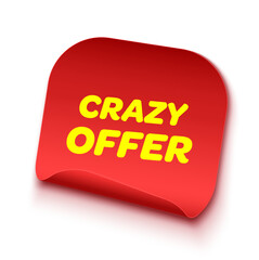 Wall Mural - crazy offer tags. red discount label isolated on white. vector illustration