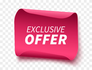 Wall Mural - exclusive offer tag. red discount scroll banner. vector illustration