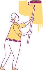 Poster - Professional painter applying paint to wall semi flat color raster character. Posing figure. Full body person on white. Simple cartoon style illustration for web graphic design and animation