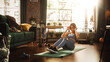 © Gorodenkoff - Portrait of a Beautiful Athletic Asian Woman Does ABS Crunches Exercises, Workout, Yoga, Stretching, Training at Home. Sunny Apartment with Positive Smiling Healthy Woman Staying Mindful.