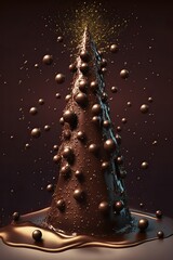 Wall Mural - Christmas tree made of milk chocolate, splash of liquid