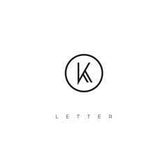 Wall Mural - k letter logo design simple monoline in circle