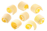 Fototapeta  - Butter curls rolled up, singles,  isolated png