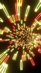 Wall Mural - vertical 3d animation of a trippy portal with yellow and red flashing lights
