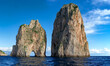 Faraglioni, coastal and oceanic rock formations at Capri Island, Italy