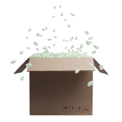 PNG file no background Open delivery box filled with packing chips