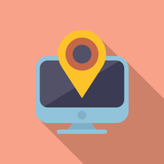 Poster - Pc location icon flat vector. Web button. Email app