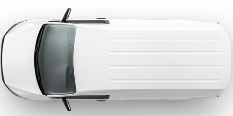 Sticker - top view of white mini van isolated on empty background for mockup