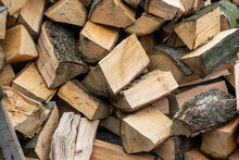 Fuel Crisis. Firewood Lying Down Without Order. The High Price Of Wood In The Forest.
