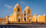 Fototapeta Nowy Jork - The grand cathedral with its bright yellow shade and white ornaments, Trujillo, Peru