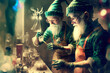 elf elves making christmas gifts