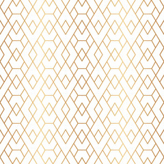 Wall Mural - gold geometric seamless pattern. repeating fancy background. abstract golden lattice for design prin