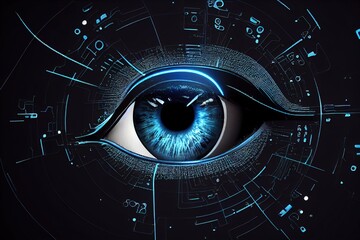 Blue eye cyber circuit future technology concept background