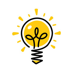 Wall Mural - hand drawn stylish idea illustration with light bulb and light