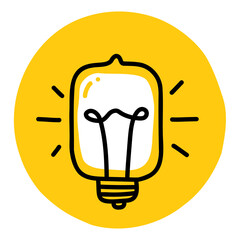 Wall Mural - hand drawn stylish idea illustration with light bulb and light