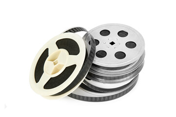 Wall Mural - A 35mm film reels, isolated over white