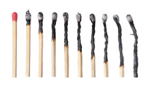 Different Stages Of Match Burning Isolated