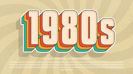 Wall Mural - Vintage 1980s 3d sticker style editable text effect