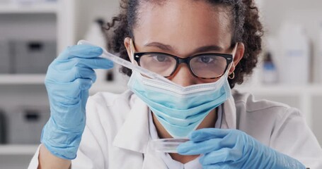 Wall Mural - scientist, research and mask for covid or petri dish in medical, cancer study or healthcare. medicin