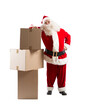 © alphaspirit - Pensive  santa claus thinks about the delivery of christmas boxes