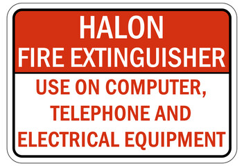 Wall Mural - Halon fire extinguisher sign and labels use on thelephone computer and electrical equipment