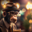 dandy monkey with hat and tie