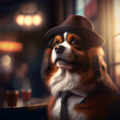 dandy dog with hat and tie