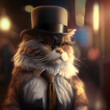 dandy cat with hat and tie