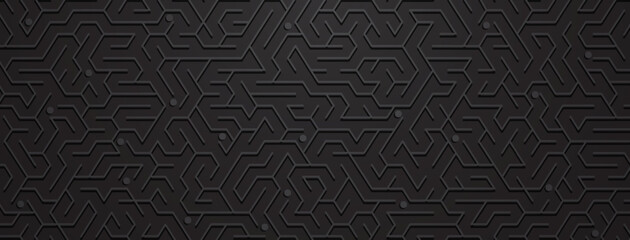 Abstract background with maze pattern in various shades of black and gray colors