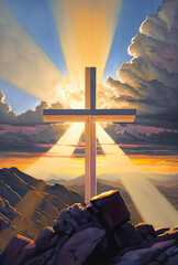 Spiritual illustration jesus cross christianity background art crucifix god
religion artwork religious landscape biblical spirit light star sunlight 
symbolic faith holy bible church easter christmas