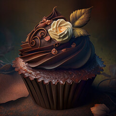 Wall Mural - chocolate cupcake with icing